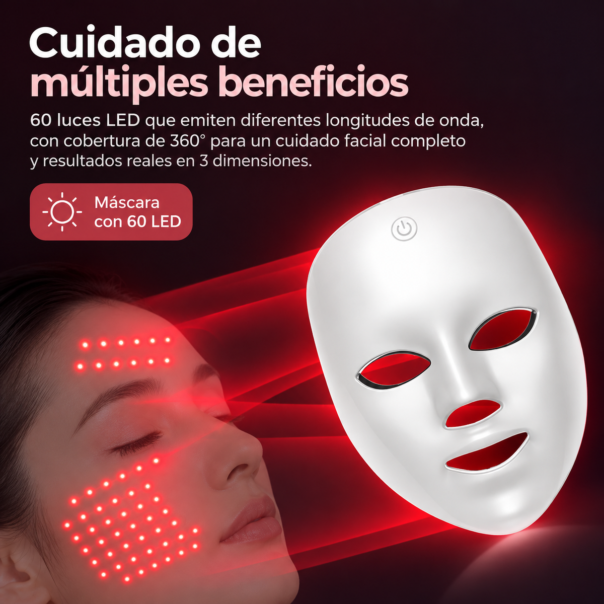 Máscara Facial Led 7 colores